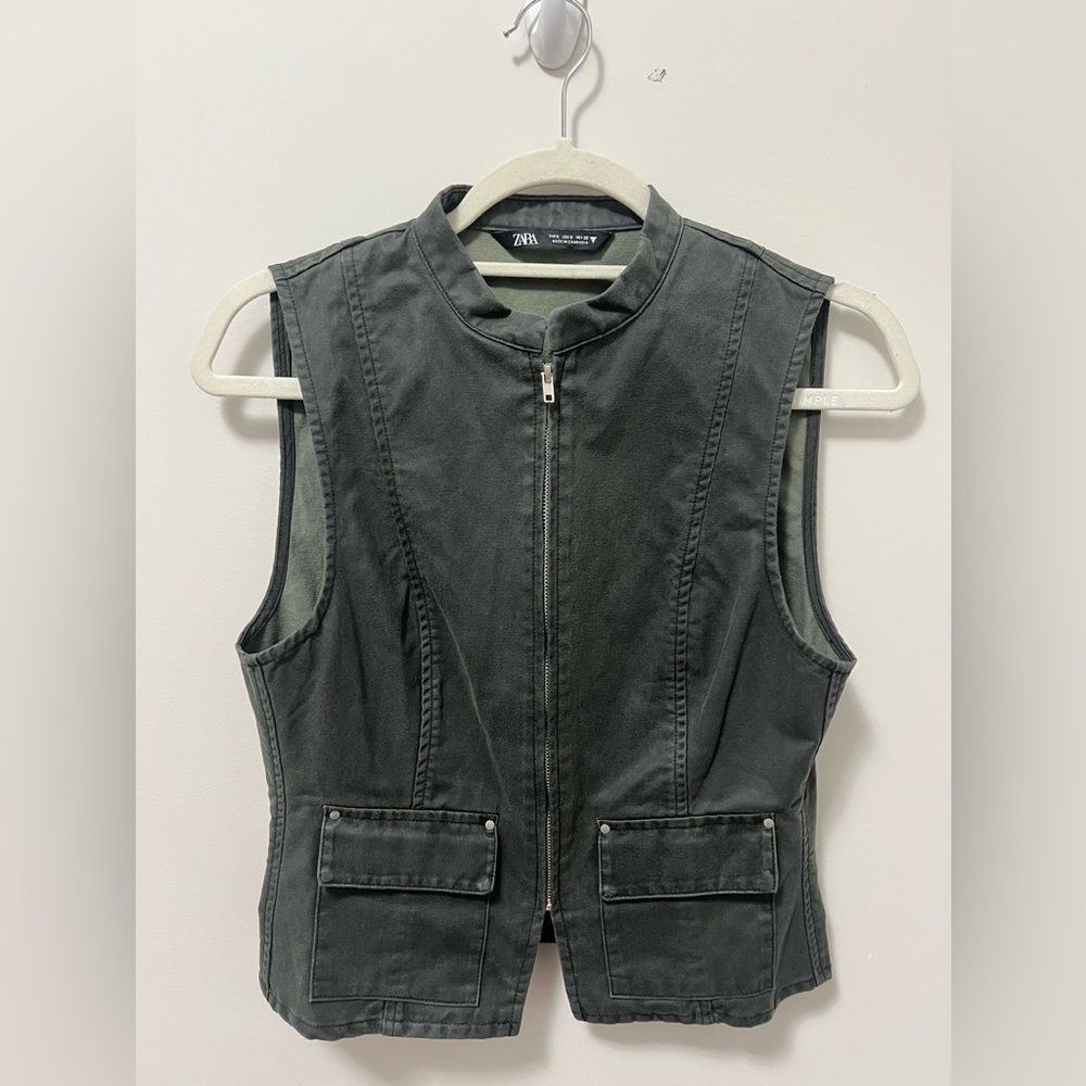 Zara Tailored Waxed Vest